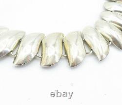 MEXICO 925 Sterling Silver Vintage Shiny Smooth Linked Chain Necklace NE1171
