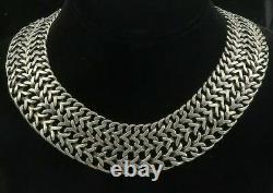 MEXICO 925 Sterling Silver Vintage Smooth Arrow V Link Chain Necklace NE1747