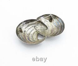 MEXICO 925 Sterling Silver Vintage Two Tone Swirl Domes Brooch Pin BP1245