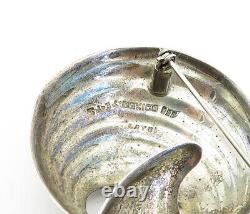 MEXICO 925 Sterling Silver Vintage Two Tone Swirl Domes Brooch Pin BP1245