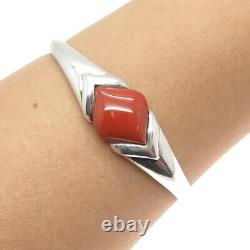 MICHELLE ALBALA Sterling Silver Vintage Real Red Jasper Adjustable Bracelet 7