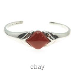 MICHELLE ALBALA Sterling Silver Vintage Real Red Jasper Adjustable Bracelet 7