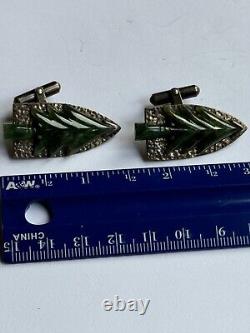 MING Vintage Sterling Jade Cufflinks