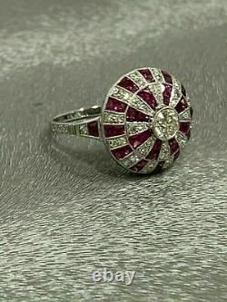 Magnificent Circa Vintage Retro Engagement Ring 14k White Gold Over 1 Ct Diamond