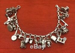 Magnificent Vintage Estate Sterling Silver 925 3-d Original 20 Charm Bracelet