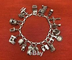 Magnificent Vintage Estate Sterling Silver 925 3-d Original 20 Charm Bracelet