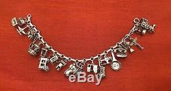 Magnificent Vintage Estate Sterling Silver 925 3-d Original 20 Charm Bracelet