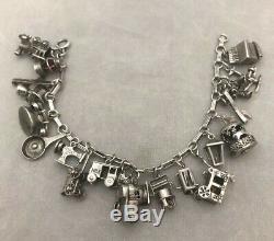 Magnificent Vintage Estate Sterling Silver 925 3-d Original 20 Charm Bracelet