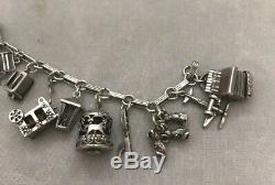 Magnificent Vintage Estate Sterling Silver 925 3-d Original 20 Charm Bracelet