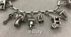 Magnificent Vintage Estate Sterling Silver 925 3-d Original 20 Charm Bracelet