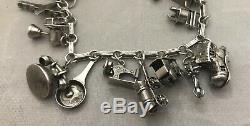 Magnificent Vintage Estate Sterling Silver 925 3-d Original 20 Charm Bracelet