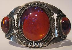 Magnificent Vintage Navajo Indian Sterling Silver Dragons Breath Cuff Bracelet