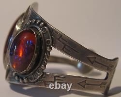 Magnificent Vintage Navajo Indian Sterling Silver Dragons Breath Cuff Bracelet