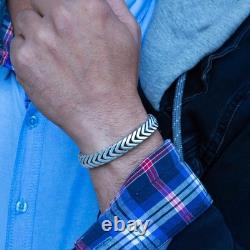 Men's 925 Sterling Silver Handmade Onyx Gemstone 12MM Franco Chain Bracelet