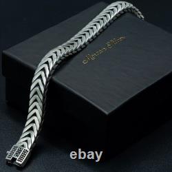 Men's 925 Sterling Silver Handmade Onyx Gemstone 12MM Franco Chain Bracelet