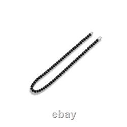 Men's Matte Black Onyx Bead Necklace Sterling Silver Handmade Jewelry