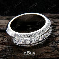 Men's Vintage Estate 14K White Gold Fn Round 2.70 Ct Diamond Wedding Band Ring