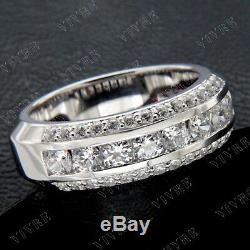 Men's Vintage Estate 14K White Gold Fn Round 2.70 Ct Diamond Wedding Band Ring