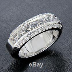 Men's Vintage Estate 14K White Gold Fn Round 2.70 Ct Diamond Wedding Band Ring