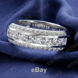 Men's Vintage Estate 14K White Gold Fn Round 2.70 Ct Diamond Wedding Band Ring