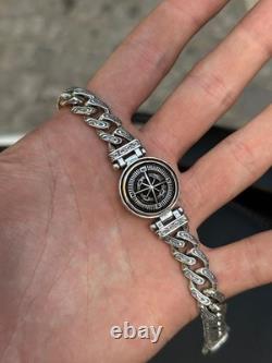 Mens Sterling Silver Cuban Bracelet Oxized Curb Chain Men Bracelet