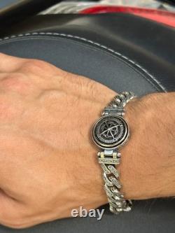 Mens Sterling Silver Cuban Bracelet Oxized Curb Chain Men Bracelet