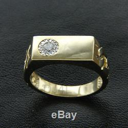 Mens Vintage 14k Yellow Gold Over 0.15 Ct CZ Nugget Wedding Band Ring Free Size