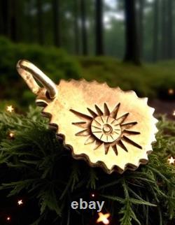 Mexican Sterling Silver Vintage Carved Sun Rays Sun? Sunshine Pendant
