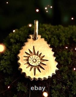 Mexican Sterling Silver Vintage Carved Sun Rays Sun? Sunshine Pendant