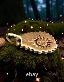 Mexican Sterling Silver Vintage Carved Sun Rays Sun? Sunshine Pendant