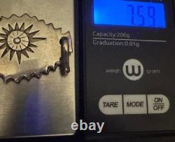 Mexican Sterling Silver Vintage Carved Sun Rays Sun? Sunshine Pendant