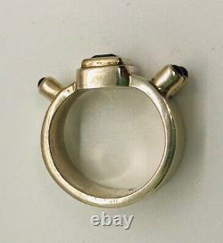 Modernist Sterling Silver Ring Amethyst Garnets Sputnik 14g Sz8 Vintage Jewelry