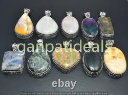 Moonstone & Mix Gemstone Pendant 100pcs Wholesale Lot 925 Sliver Plated