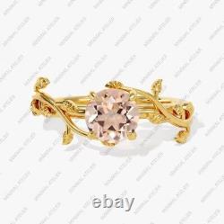 Morganite Gemstone Prong Vintage Anniversary Halloween Gift Ring Sterling Silver