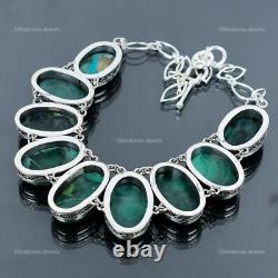 Mothers day Sale Malachite Stone Sterling Silver Chain Vintage Wedding Necklace