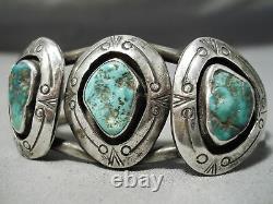 Museum Vintage Navajo Cerrillos Turquoise Sterling Silver Bracelet Old