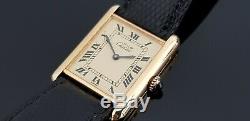 Must de Cartier Tank Gold on Silver Vintage Hand Wound Watch. Cartier Box&Papers