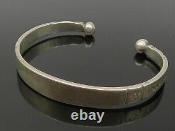 NAVAJO 925 Sterling Silver Vintage Etched Ball Ends Cuff Bracelet BT4508