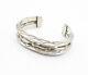 Navajo 925 Sterling Silver Vintage Etched Border Twist Cuff Bracelet Bt2755