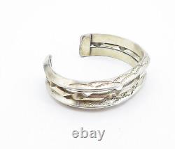 NAVAJO 925 Sterling Silver Vintage Etched Border Twist Cuff Bracelet BT2755