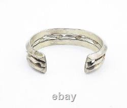 NAVAJO 925 Sterling Silver Vintage Etched Border Twist Cuff Bracelet BT2755