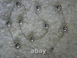 NINE 9 mm BEADED Vintage Sterling Silver 0.925 16 CHOKER Chain Necklace
