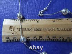 NINE 9 mm BEADED Vintage Sterling Silver 0.925 16 CHOKER Chain Necklace