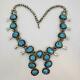 Native Navajo 166g Vintage Squash Blossom Sterling Silver Turquoise Necklace