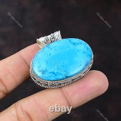 Natural Arizona Turquoise Gemstone 925 Sterling Silver Pendant Vintage For Women