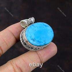 Natural Arizona Turquoise Gemstone 925 Sterling Silver Pendant Vintage For Women