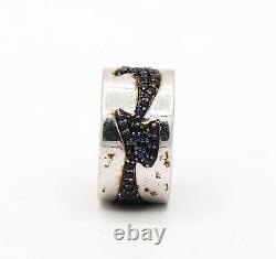 Natural Blue Sapphire 925 Sterling Silver Handmade Women's Eternity Ring Jewelry