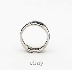 Natural Blue Sapphire 925 Sterling Silver Handmade Women's Eternity Ring Jewelry