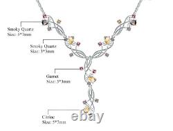 Natural Citrine 925 Sterling Silver Handmade Vintage Bridal Wedding Necklace