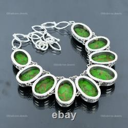 Natural Copper Green Turquoise 925 Sterling Silver Chain Wife Vintage Necklace